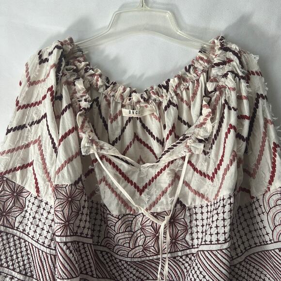 BNCI Womens Top Medium Floral Embroidered Fairy Boho Cottagecore Flared Sleeves - Picture 4 of 13